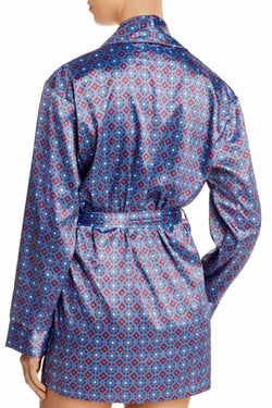 Sam Edelman Navy/Burgundy Smoking Jacket Robe thumbnail 3