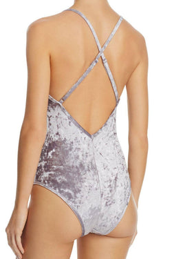 Sam Edelman Silver Crushed-Velvet Bodysuit thumbnail 4