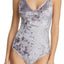 Sam Edelman Silver Crushed-Velvet Bodysuit