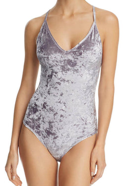 Sam Edelman Silver Crushed-Velvet Bodysuit thumbnail 1