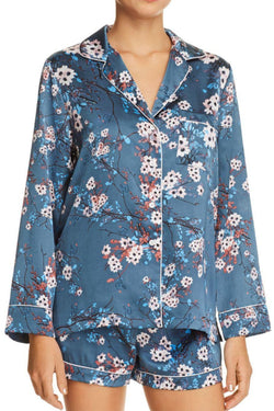 Sam Edelman Spring-Blue-Floral 2-Pc Satin PJ Set thumbnail 1
