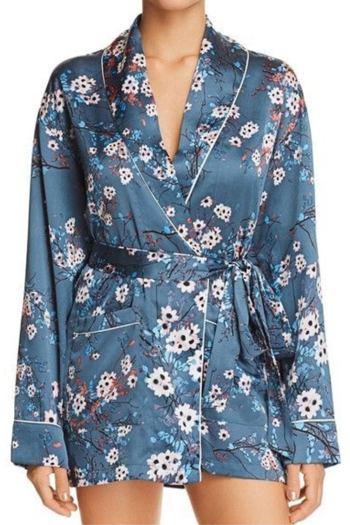 Sam Edelman Spring-Blue-Floral Smoking Jacket