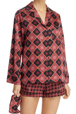 Sam Edelman Windsor-Wine/Aztec Short Pajamas & Eye Mask 3-piece Set thumbnail 2