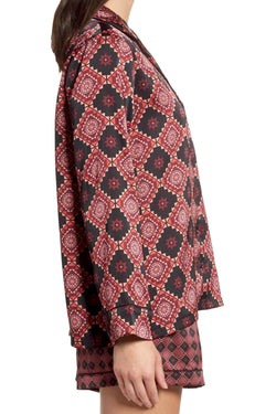 Sam Edelman Windsor-Wine/Aztec Short Pajamas & Eye Mask 3-piece Set thumbnail 3