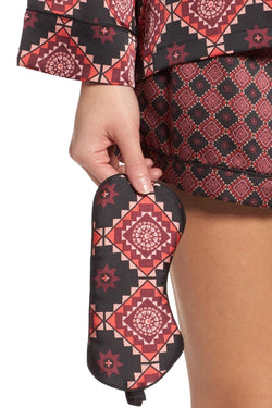Sam Edelman Windsor-Wine/Aztec Short Pajamas & Eye Mask 3-piece Set thumbnail 4