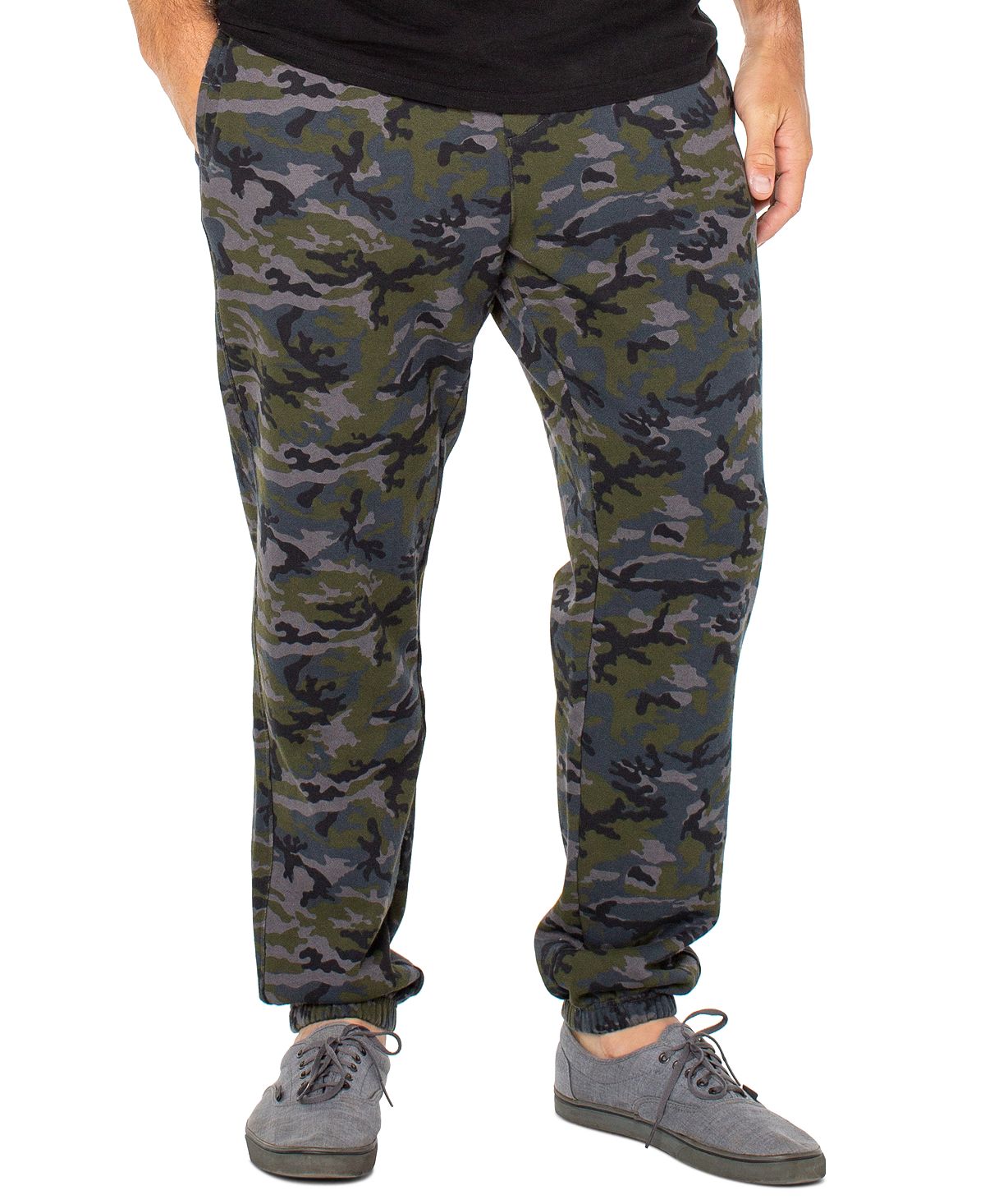 Sanctuary Camo Fleece Jogger Pants Dark Camo