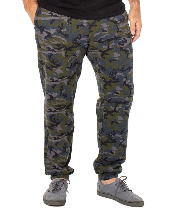 Sanctuary Camo Fleece Jogger Pants Dark Camo