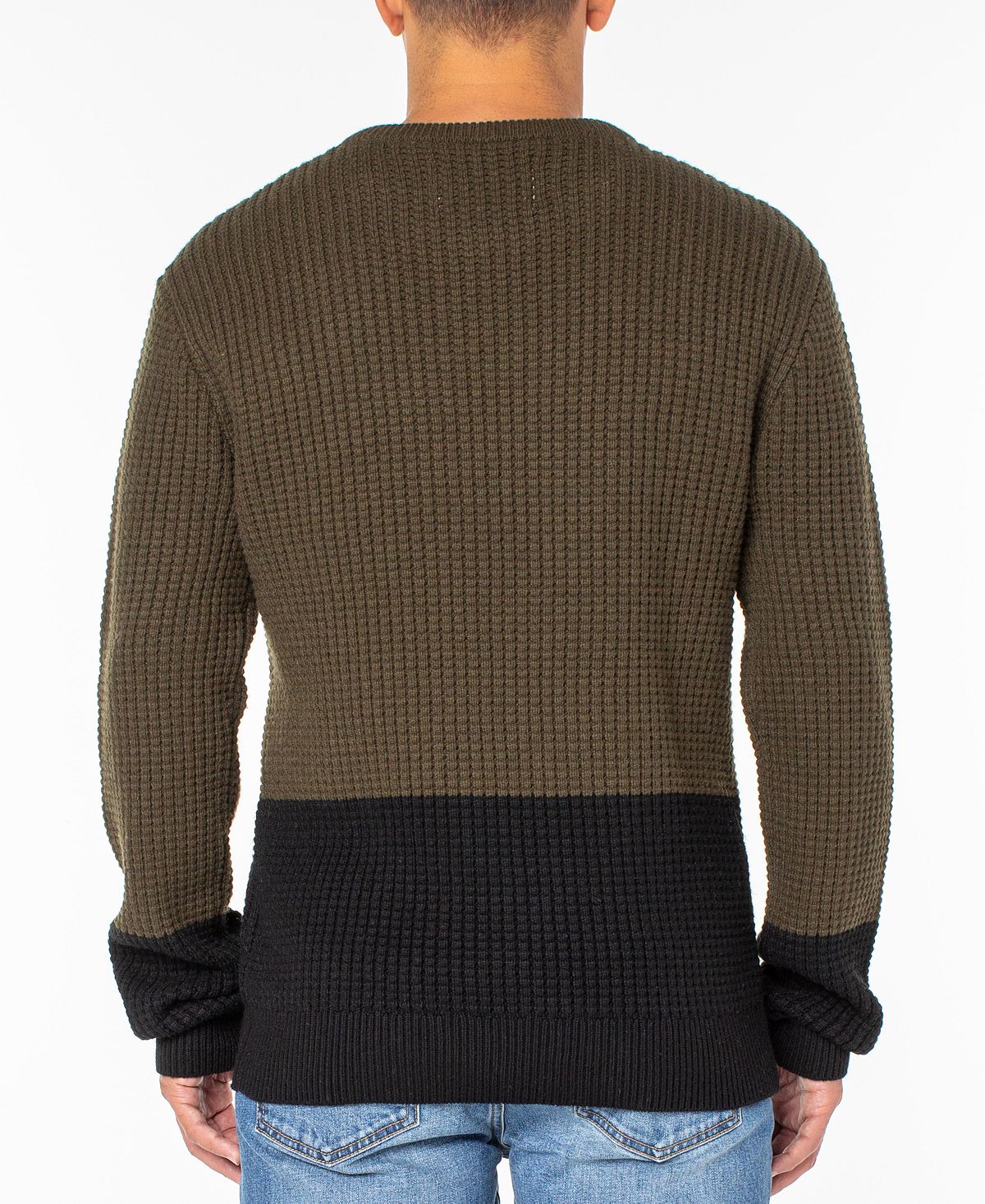 Sanctuary Colorblocked Waffle-knit Sweater Green/black