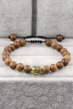 Sandalwood Golden Buddha Adjustable Meditation Bracelet thumbnail 2