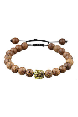 Sandalwood Golden Buddha Adjustable Meditation Bracelet thumbnail 1