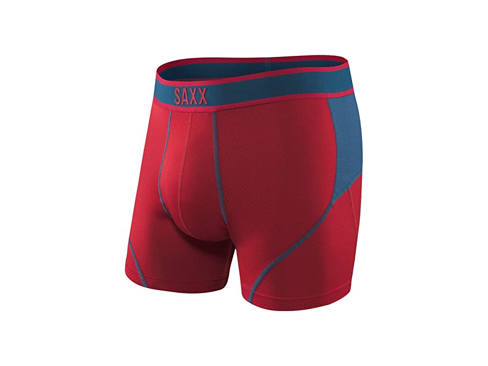 Saxx Underwear Men's Kinetic Boxer In Deep Red/blue