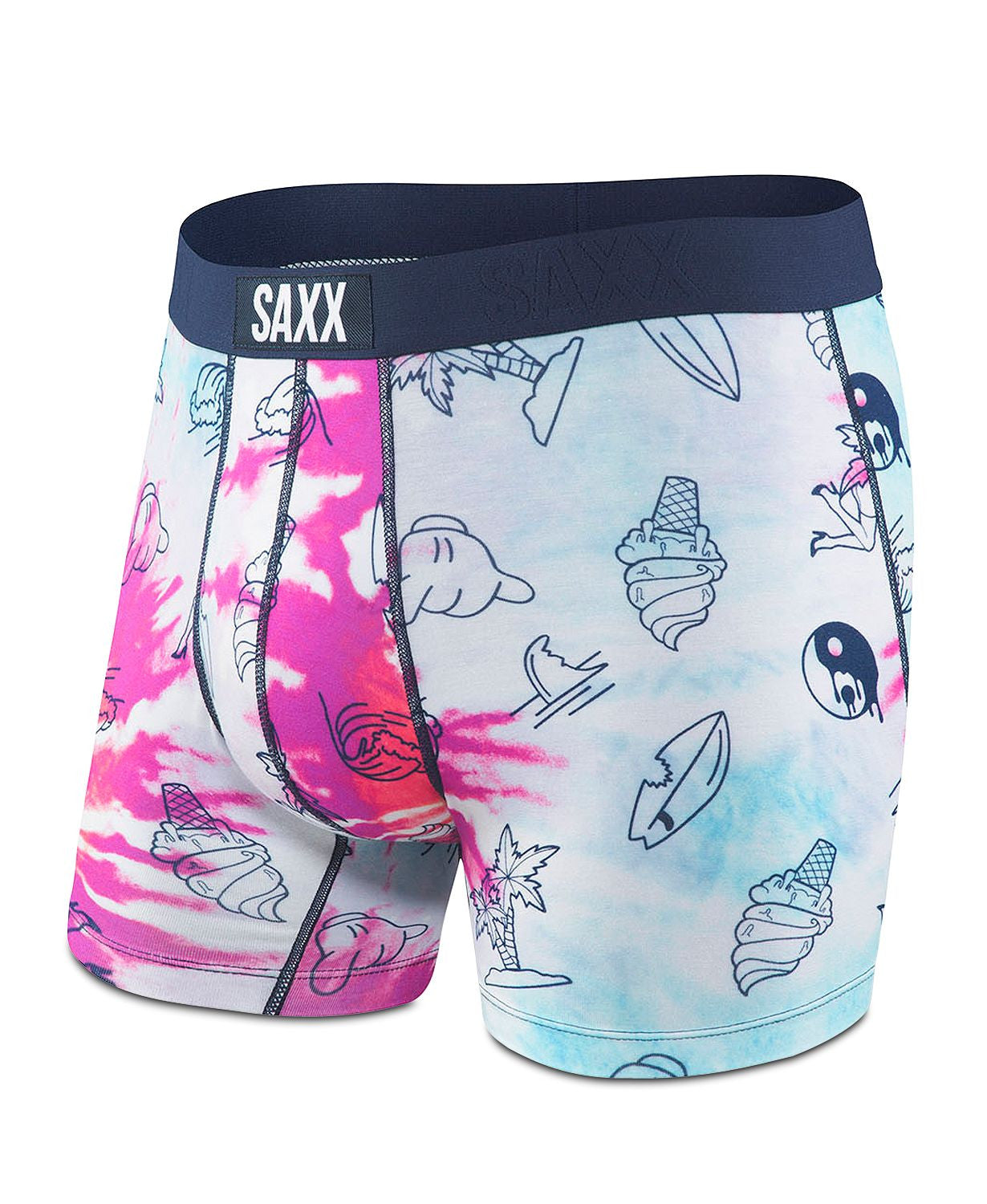 Saxx Vibe Printed Tie-dyed Boxer Briefs Pink/blue – CheapUndies