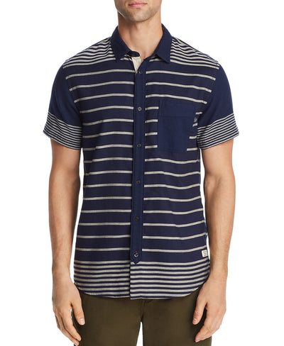 Scotch & Soda Short-sleeve Striped Regular Fit Shirt Navy