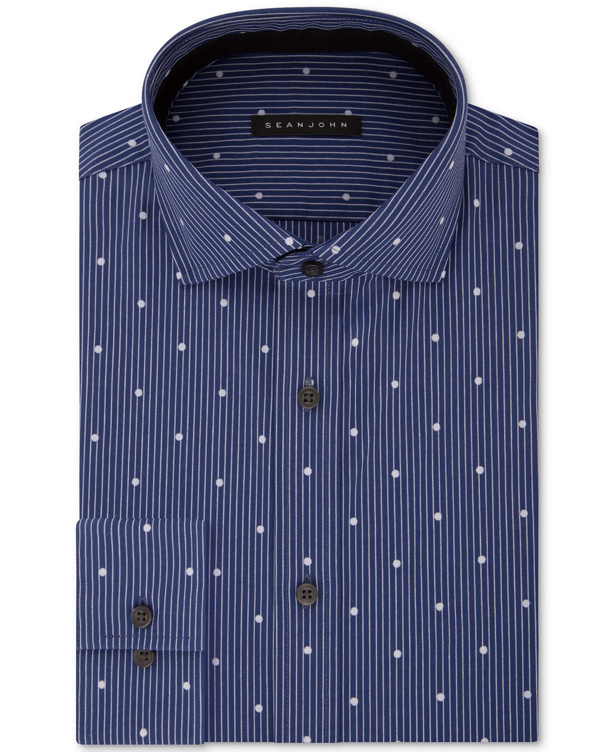 Sean John Classic/regular Fit Blue Print Dress Shirt Night Blue