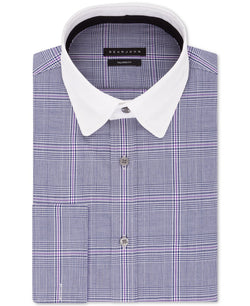 Sean John Classic/regular-fit Blue Plaid French Cuff Dress Shirt Blue Velvet thumbnail 1