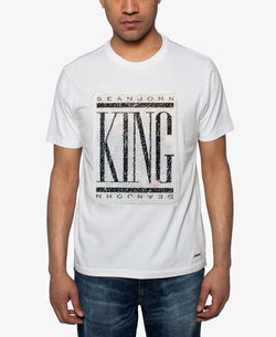 Sean John King Of Hearts Sequin Graphic T-shirt Bright White thumbnail 4