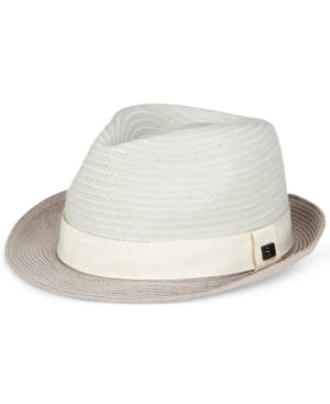 Sean John Men's Braided Stripe Straw Fedora