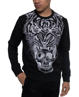 Sean John Men's Long-Sleeve Tiger & Skull Graphic sweatshirt