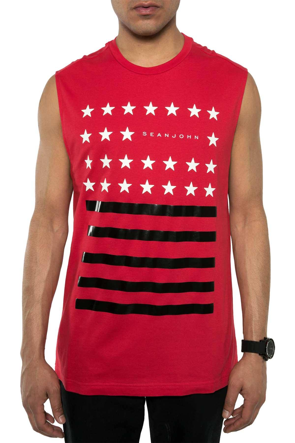 Sean John Tango Red Stars/Stripes Graphic-Print Muscle Tee