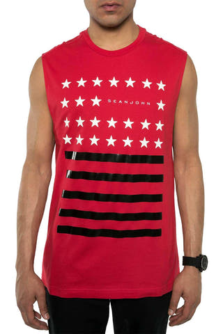 Sean John Tango Red Stars/Stripes Graphic-Print Muscle Tee