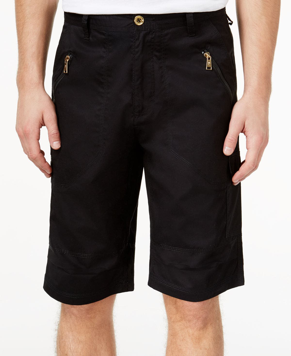 Sean John Zipper Detail Pocket Flight 12.5" Stretch Shorts Black