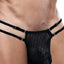 Secret Male Black Adjustable Double Strap Mesh Thong