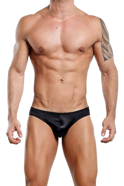 Secret Male Black Frilly-Trim Slip Brief