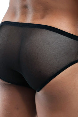 Secret Male Black Lace-Pouch Mesh Bikini Brief thumbnail 2