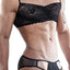 Secret Male Black Lace Rouched-Front Bralette