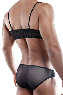 Secret Male Black Lace Rouched-Front Bralette thumbnail 3
