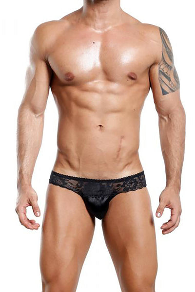 Secret Male Black Lace & Shine Bikini Brief