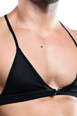 Secret Male Black Mesh/Lace Racerback Strappy Bralette thumbnail 2