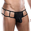 Secret Male Black Textured Mesh Open-Grid Sides Bikini Brief