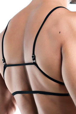 Secret Male Black Textured Mesh Strappy-Back Triangle Bralette thumbnail 4