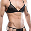 Secret Male Black Textured Mesh Strappy-Back Triangle Bralette