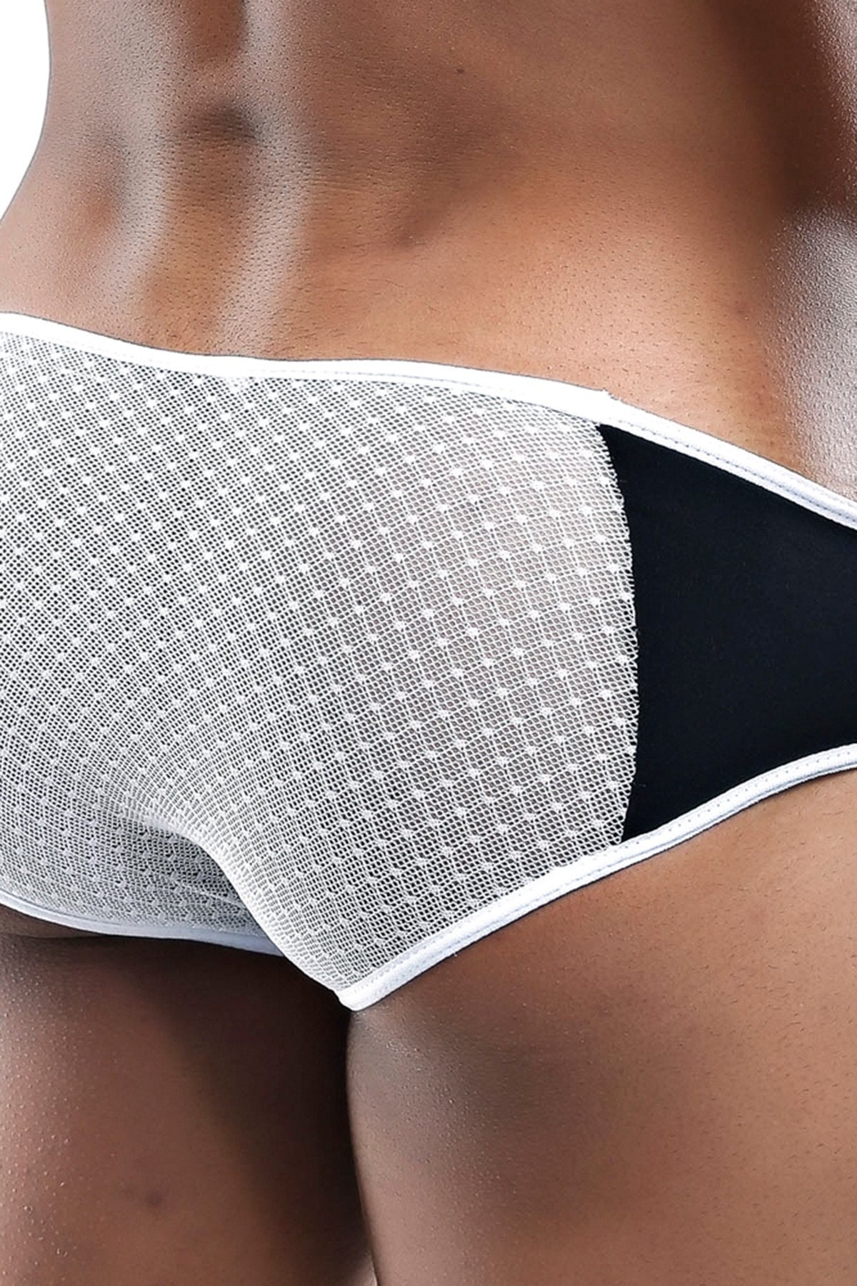Secret Male Black/White Colorblock Mesh Back Brief
