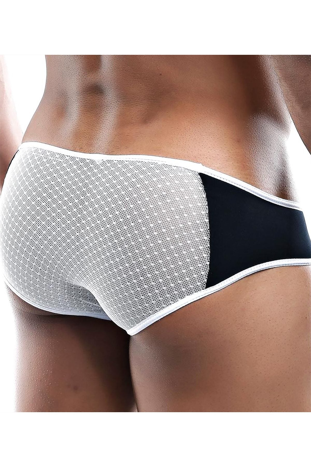Secret Male Black/White Colorblock Mesh Back Brief