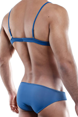 Secret Male Blue Petroleum Nylon Rose Triangle Bralette thumbnail 3