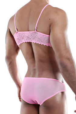 Secret Male Pink Lace Rouched-Front Bralette thumbnail 3
