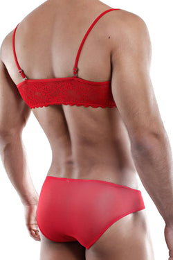Secret Male Red Lace Rouched-Front Bralette thumbnail 3