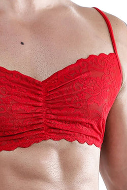 Secret Male Red Lace Rouched-Front Bralette thumbnail 2