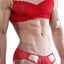 Secret Male Red Lace Rouched-Front Bralette