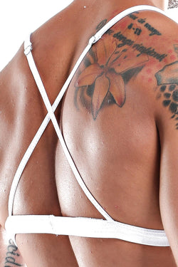 Secret Male Red/Silver Deep Plunge Cross-Back Bralette thumbnail 3
