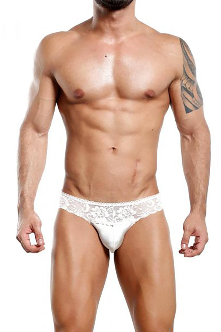 Secret Male White Lace & Shine Bikini Brief