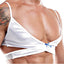 Secret Male White Shiny Cross-Front Lace Back Bralette