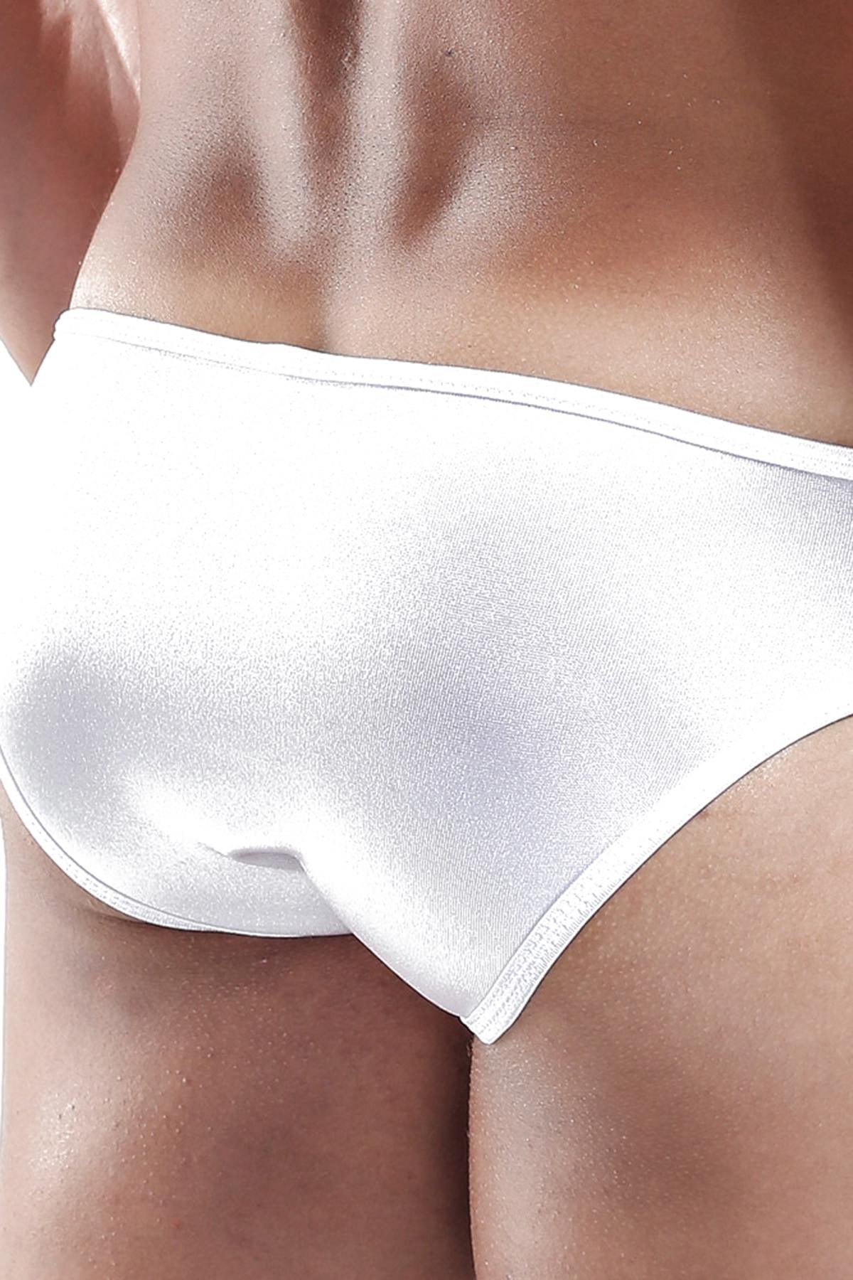 Secret Male White Strap Front Low Rise Micro Bikini Brief