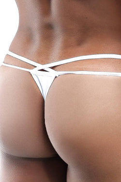 Secret Male White Strappy String Embellished Pouch Thong thumbnail 2