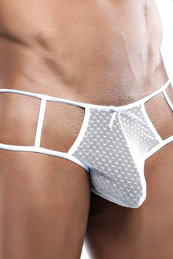 Secret Male White Textured Mesh Open-Grid Sides Bikini Brief thumbnail 2