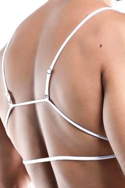 Secret Male White Textured Mesh Strappy-Back Triangle Bralette thumbnail 2