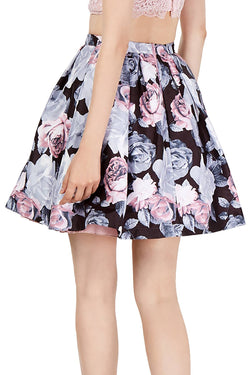 Sequin Hearts Black Floral Juniors Flare Skirt thumbnail 4